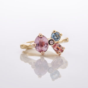 pink and apricot (padparadscha) sapphire ring