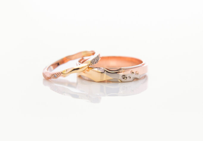 Angophora Sunset Wedding Rings