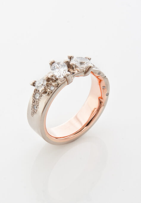 Offset White Diamond Cherry Blossom Ring